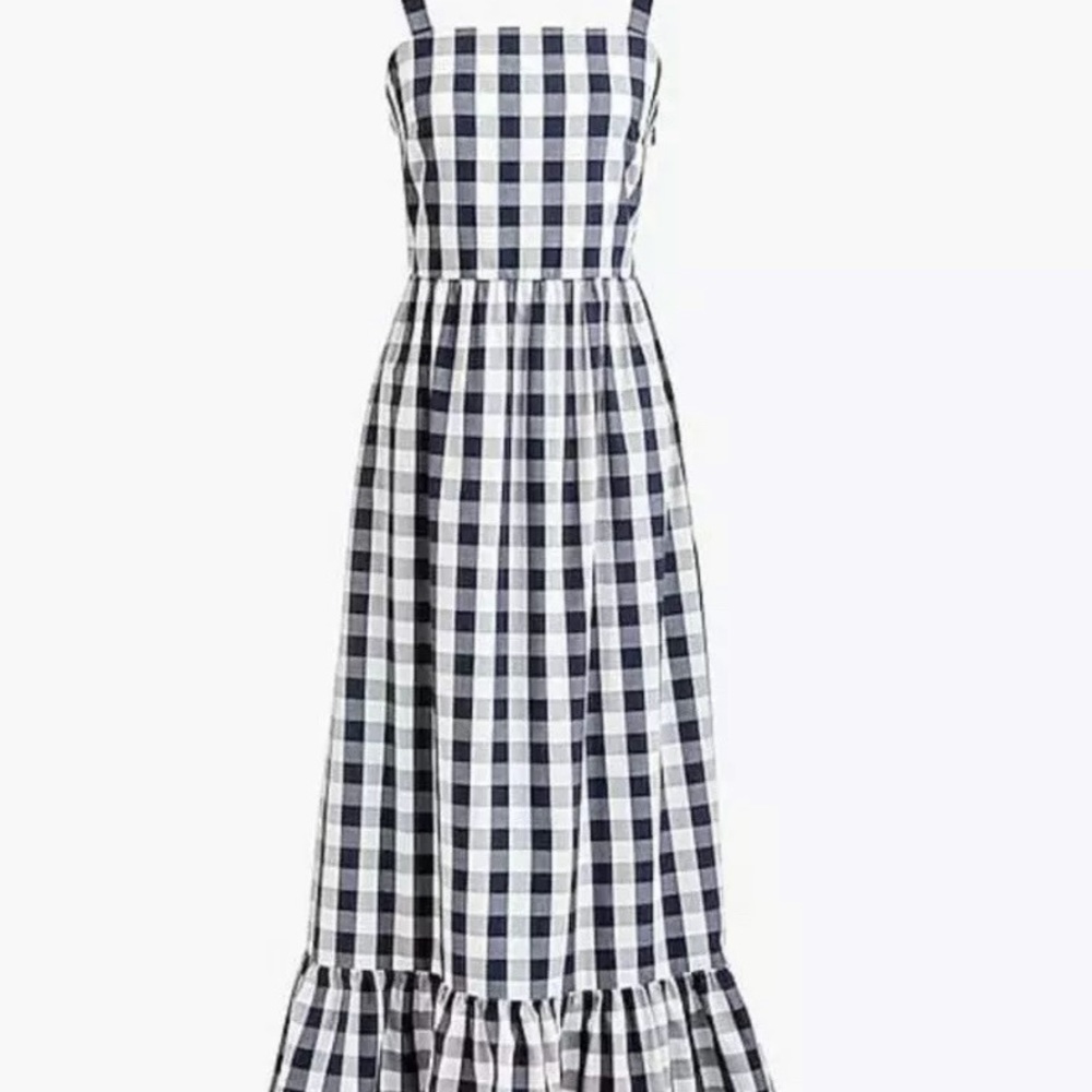 Jcrew gingham organic cotton maxi dress